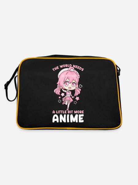 The World Needs A Little Bit More Anime I Kawaii - Retro Bag - black/gold