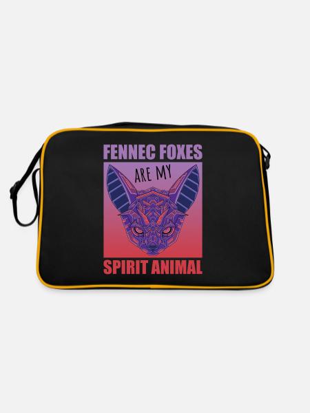 Süßes Wüsten Fuchs Geschenk Für Mädchen Kinder - Retro Tasche - Schwarz/Gold - Hinten