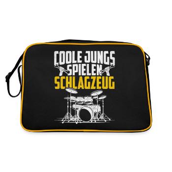 Coole Jungs spielen Schlagzeug - Retro Tasche - Schwarz/Gold - Hinten