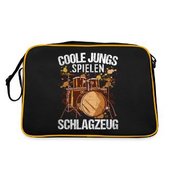 Coole Jungs spielen Schlagzeug - Retro Tasche - Schwarz/Gold - Hinten