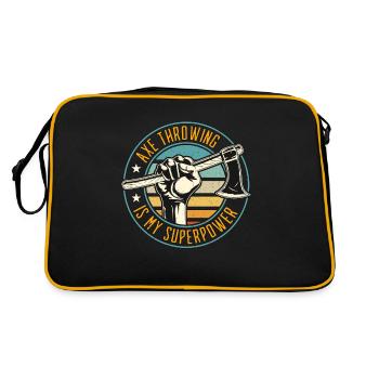 Axe Throwing Is My Superpower Double Ax Woodworker - Retro Tasche - Schwarz/Gold - Hinten