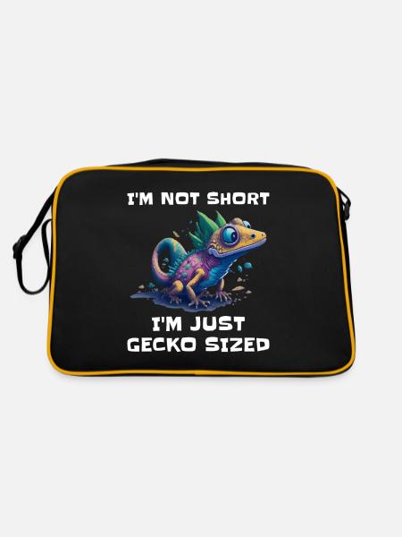 "I'm Not Short, I'm Just Gecko Sized" Cute Gecko - Retro Bag - black/gold - Back