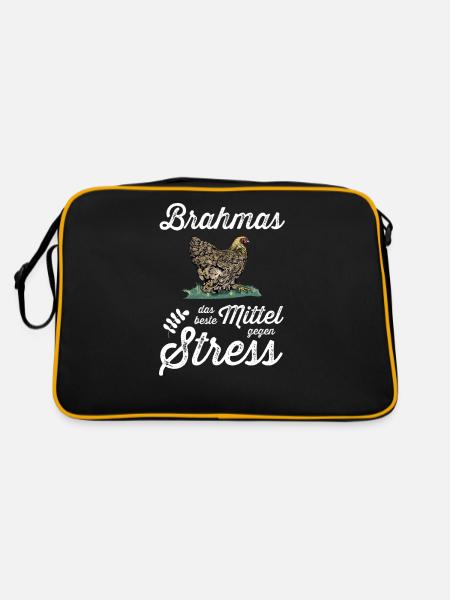 Brahma Hühner I Chicken Geflügel Motiv für - Retro Tasche - Schwarz/Gold - Hinten