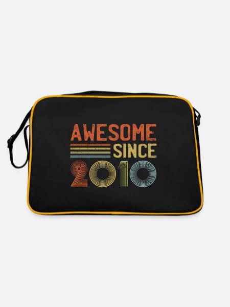 Awesome Since 2010 Birthday Vintage - Retro Bag - black/gold - Back