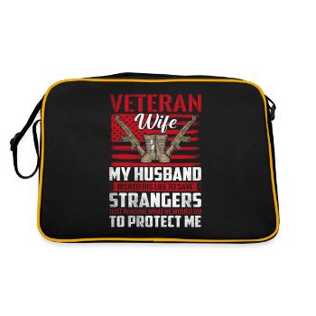 Veteran Wife My Husband Risked His Life To Safe - Retro Tasche - Schwarz/Gold - Hinten