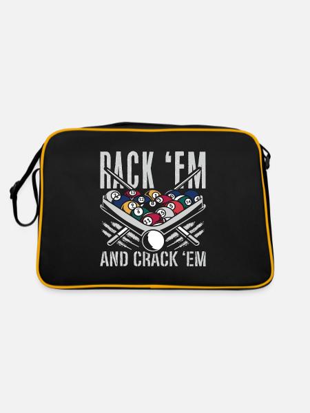 Cue Sports Rack 'Em And Crack Snooker Pool Player - Retro Tasche - Schwarz/Gold - Hinten