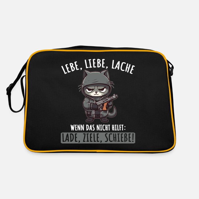 Lebe Liebe Lache Wenn das nicht hilft lade ziele - Retro Tasche - Schwarz/Gold