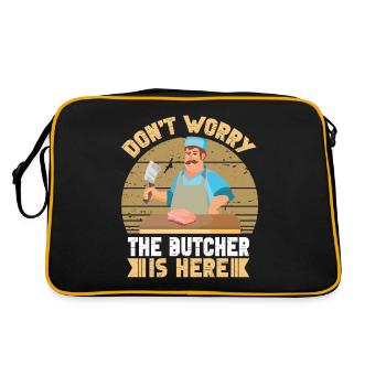 Metzger Fleischer Sprücher I Metzgerei - Retro Tasche - Schwarz/Gold - Hinten