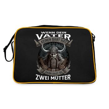 Wikinger Nordmänner Spruch Geschenk - Retro Tasche - Schwarz/Gold - Hinten