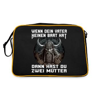 Wikinger Nordmänner Spruch Geschenk - Retro Tasche - Schwarz/Gold - Hinten