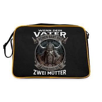 Wikinger Nordmänner Spruch Geschenk - Retro Tasche - Schwarz/Gold - Hinten