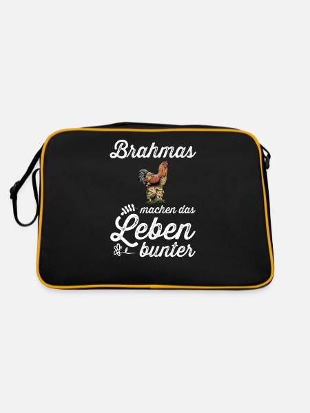 Brahma Hühner I Chicken Geflügel Motiv für - Retro Tasche - Schwarz/Gold - Hinten