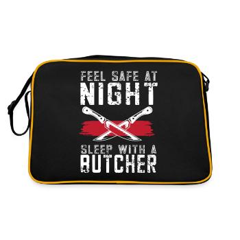 Metzger Fleischer Sprücher I Metzgerei - Retro Tasche - Schwarz/Gold - Hinten