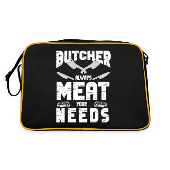 Metzger Fleischer Sprücher I Metzgerei - Retro Tasche - Schwarz/Gold - Hinten