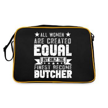 Metzger Fleischer Sprücher I Metzgerei - Retro Tasche - Schwarz/Gold - Hinten