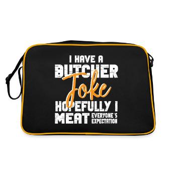 Metzger Fleischer Sprücher I Metzgerei - Retro Tasche - Schwarz/Gold - Hinten