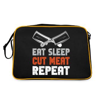 Metzger Fleischer Sprücher I Metzgerei - Retro Tasche - Schwarz/Gold - Hinten