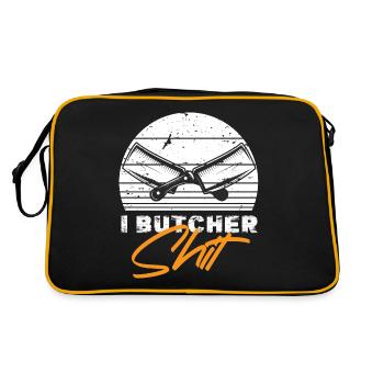 Metzger Fleischer Sprücher I Metzgerei - Retro Tasche - Schwarz/Gold - Hinten