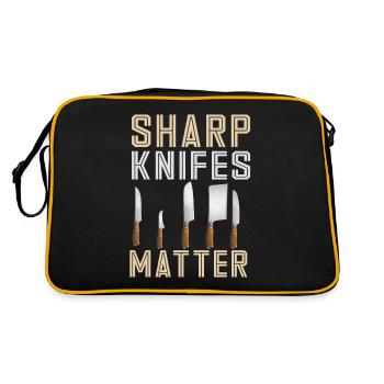 Metzger Fleischer Sprücher I Metzgerei - Retro Tasche - Schwarz/Gold - Hinten