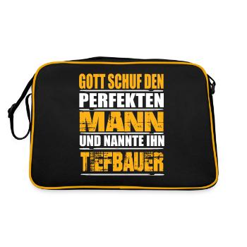 Tiefbauer - Retro Tasche - Schwarz/Gold - Hinten