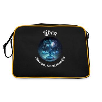Libra Sternzeichen Waage Astronomie - Retro Tasche - Schwarz/Gold - Hinten