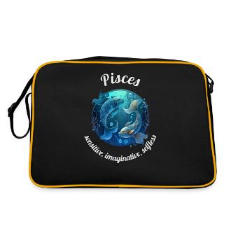 Pisces Sternzeichen Fische Astronomie - Retro Tasche - Schwarz/Gold - Hinten