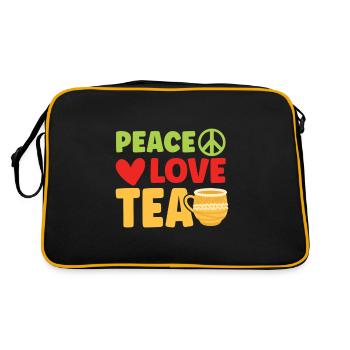 Frieden Liebe Tee Chai Trinker Teeliebhaber Chai - Retro Tasche - Schwarz/Gold - Hinten