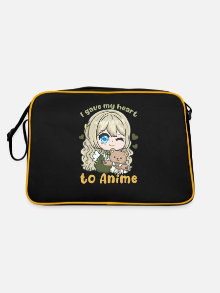 I Only Care About Anime And Maybe 3 People - Retro Tasche - Schwarz/Gold - Hinten