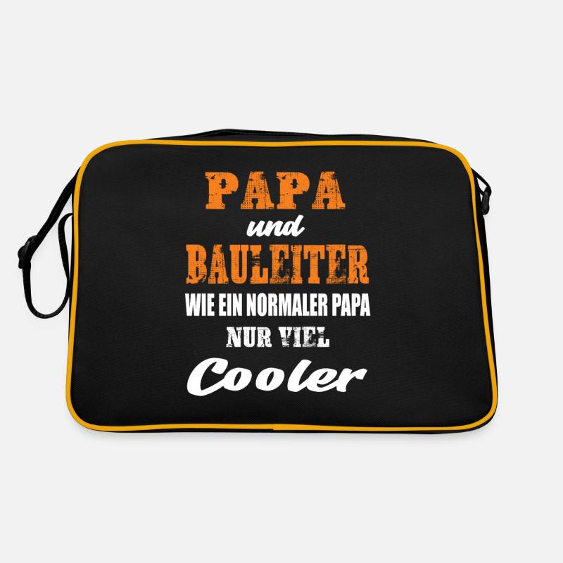 Papa und Bauleiter - Retro Tasche - Schwarz/Gold
