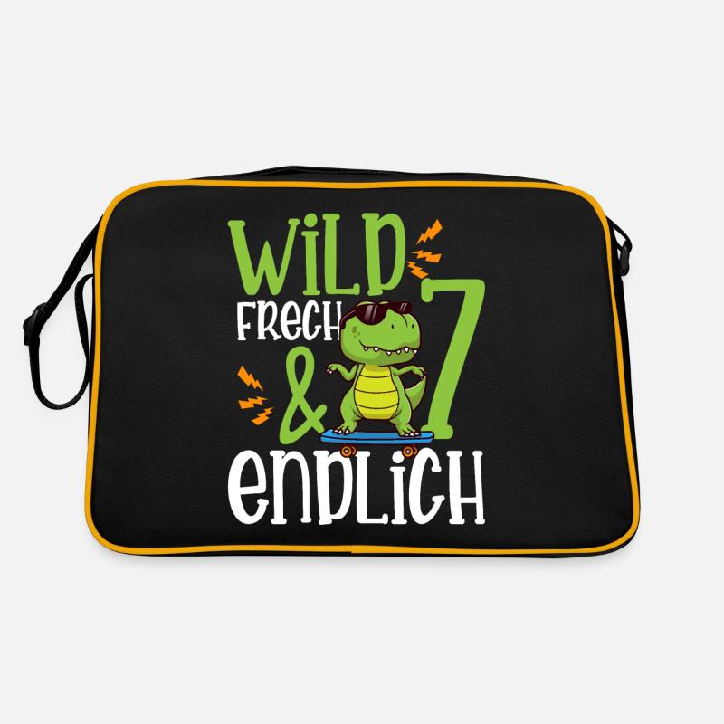 Wild Frech & endlich 7 siebter Geburtstag Retro Tasche