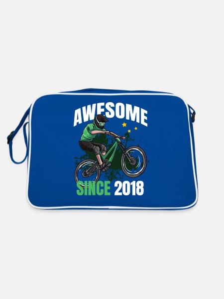 Awesome Since 2018 - 5th Mountain Bike Birthday - Retro Bag - blue/white - Back