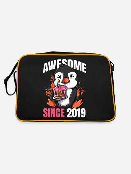 Génial depuis 2019 - 4ème anniversaire de pingouin - Sac Retro - noir/or - Dos
