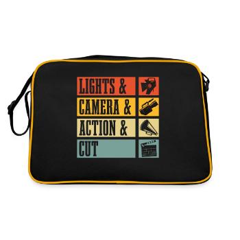 Film Director Lights & Camera & Retro Film Movie - Retro Bag - black/gold - Back