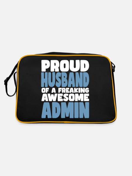 Proud wife of a damn good admin - Retro Bag - black/gold - Back
