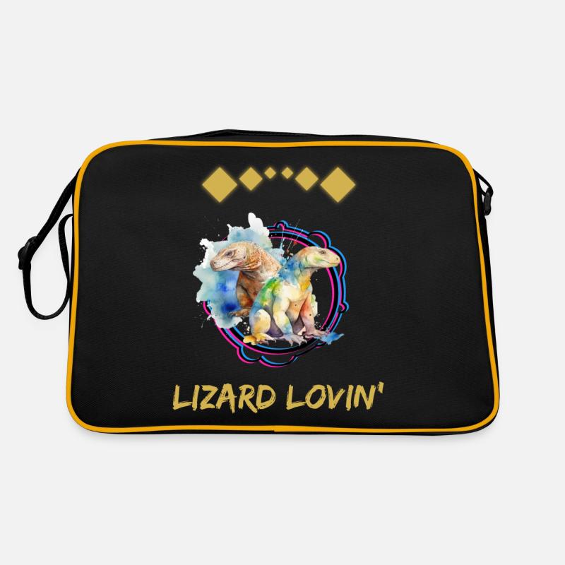 Echsen Reptilien Aquarell Geschenk Retro Tasche