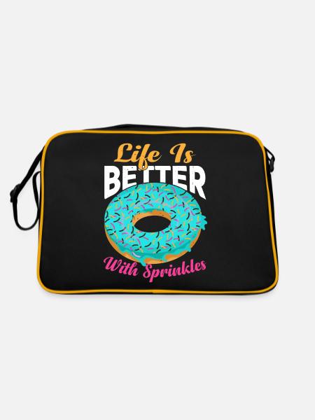 Life Is Better With Sprinkles 16 - Retro Tasche - Schwarz/Gold - Hinten