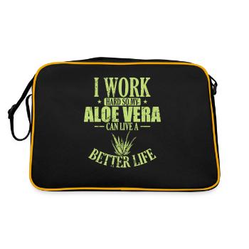 I work hard my Aloe Vera can live a Better Life - Retro Tasche - Schwarz/Gold - Hinten