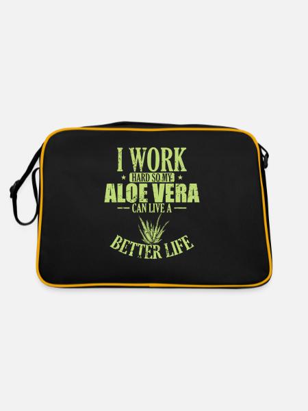 I work hard my Aloe Vera can live a Better Life - Retro Tasche - Schwarz/Gold - Hinten
