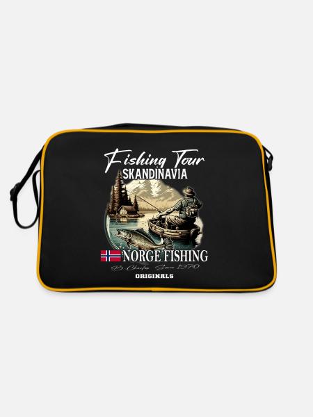 Norway fishing Norway Flag - Retro Bag - black/gold - Back