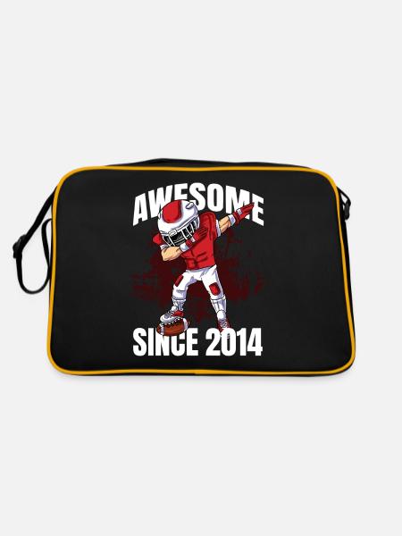 Awesome Since 2014 - 9th Football Player Birthday - Retro Bag - black/gold - Back