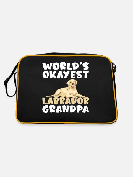 Labrador Liebhaber Geschenke - Retro Tasche - Schwarz/Gold - Hinten