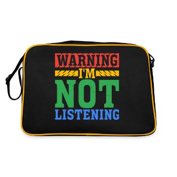 Warning I'm Not Listening 43 - Retro Tasche - Schwarz/Gold - Hinten