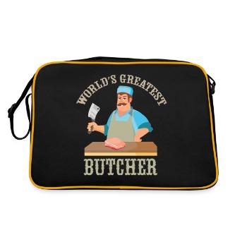 Metzger Fleischer Sprücher I Metzgerei - Retro Tasche - Schwarz/Gold - Hinten