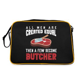 Metzger Fleischer Sprücher I Metzgerei - Retro Tasche - Schwarz/Gold - Hinten