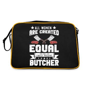 Metzger Fleischer Sprücher I Metzgerei - Retro Tasche - Schwarz/Gold - Hinten