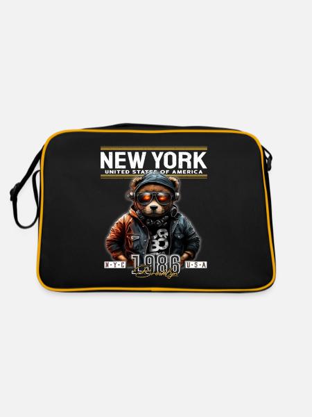 New York Bear - Retro Bag - black/gold - Back