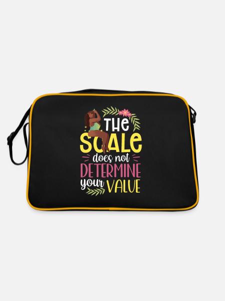 Die Waage Bestimmt Nicht Deinen Wert Bodyshaming - Retro Tasche - Schwarz/Gold - Hinten