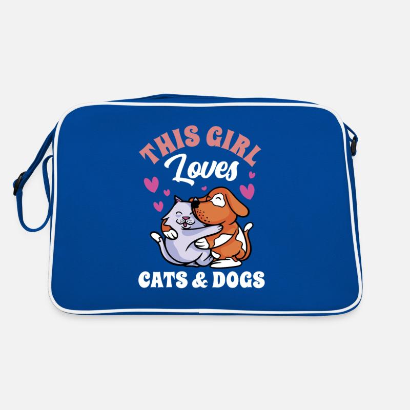 Cette fille aime les chats et les chiens Chien Chat Sac Retro