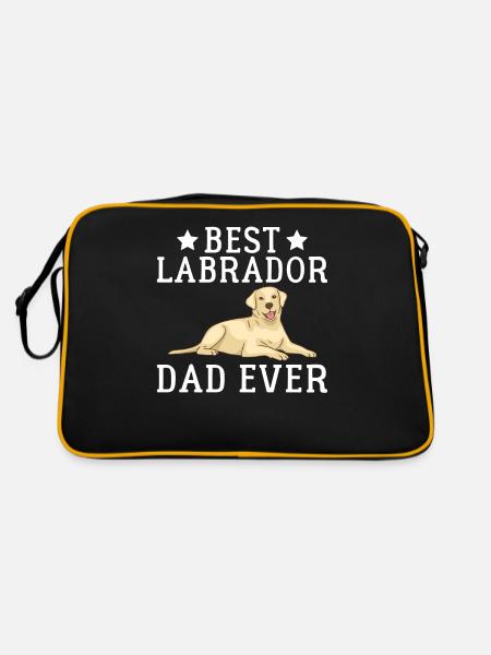 Labrador Liebhaber Geschenke - Retro Tasche - Schwarz/Gold - Hinten