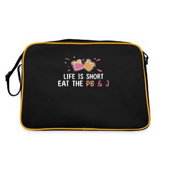 Peanut Butter Jelly Life Is Short Funny Snack - Retro Bag - black/gold - Back